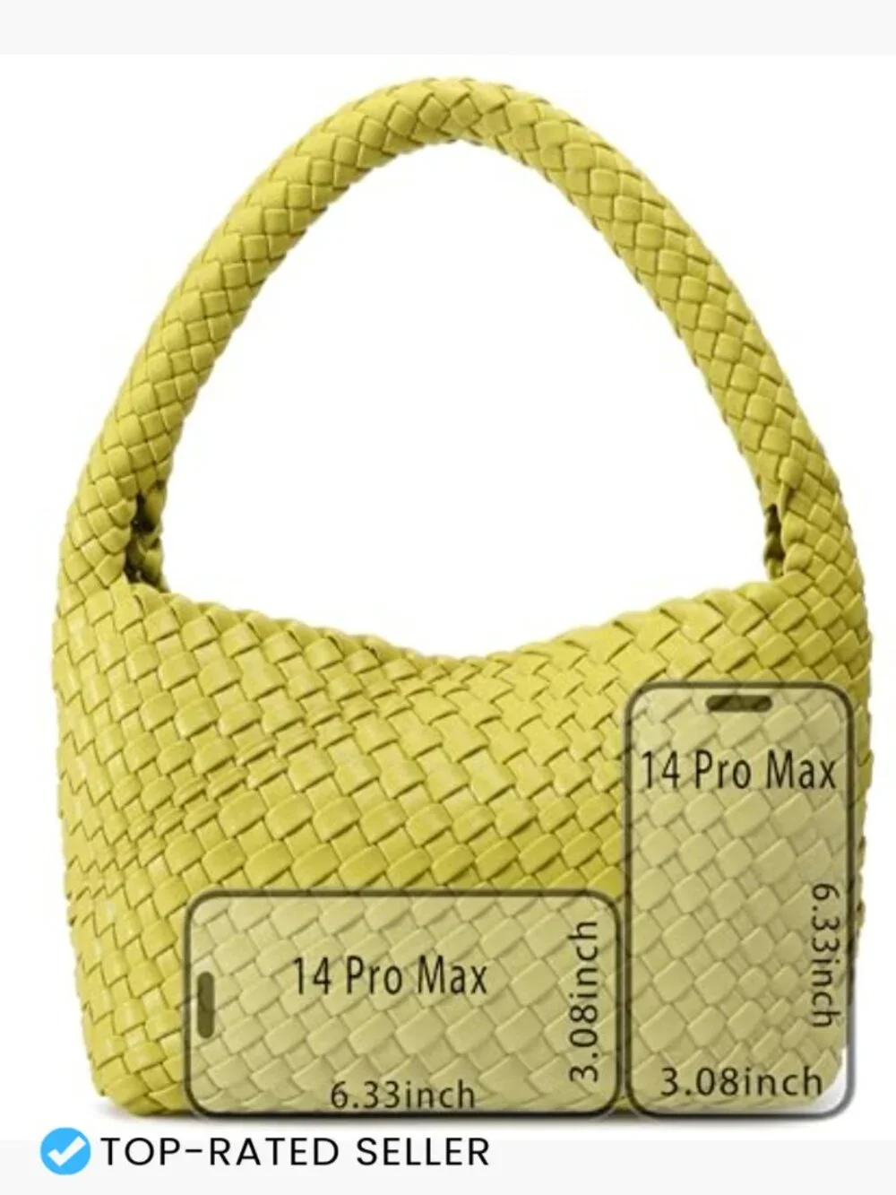 Woven Vegan Leather Hobo Bag Mini Cute Tote Shoulder Purse Lightweight Daily - Picture 5 of 7